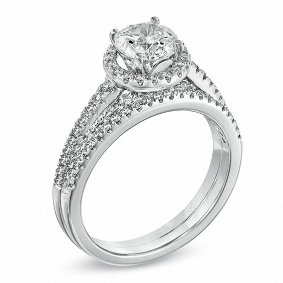 1-1/2 CT. T.w. Certified Diamond Bridal Set in 14K White Gold (I/I1)