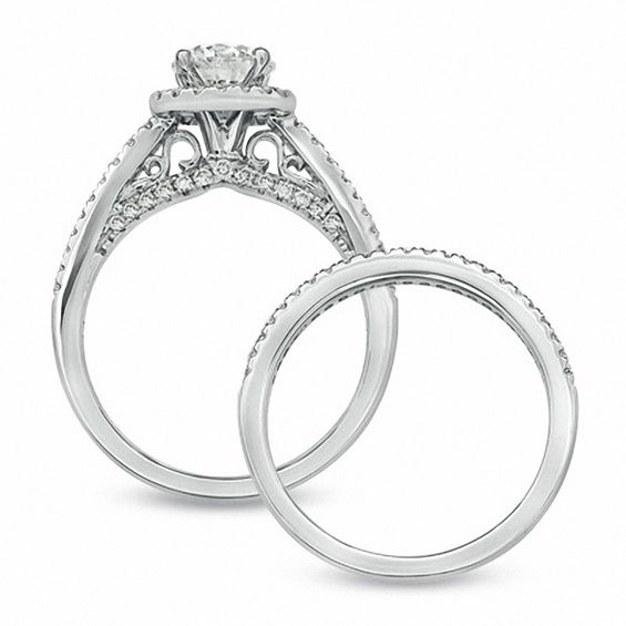 1-1/2 CT. T.w. Certified Diamond Bridal Set in 14K White Gold (I/I1)