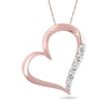 Thumbnail Image 1 of 1/6 CT. T.W. Diamond Tilted Heart Pendant in 10K Rose Gold