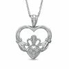 Thumbnail Image 1 of Diamond Accent Claddagh Heart Pendant in 10K White Gold