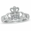 Thumbnail Image 0 of Diamond Accent Claddagh Ring in 10K White Gold