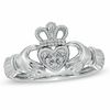 Thumbnail Image 1 of Diamond Accent Claddagh Ring in 10K White Gold