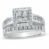 Thumbnail Image 1 of 2 CT. T.W. Princess-Cut Quad Diamond Frame Bridal Set in 14K White Gold