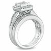 Thumbnail Image 2 of 2 CT. T.W. Princess-Cut Quad Diamond Frame Bridal Set in 14K White Gold