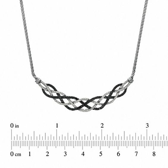 1/2 CT. T.w. Enhanced Black and White Diamond Loose Braid Necklace in Sterling Silver