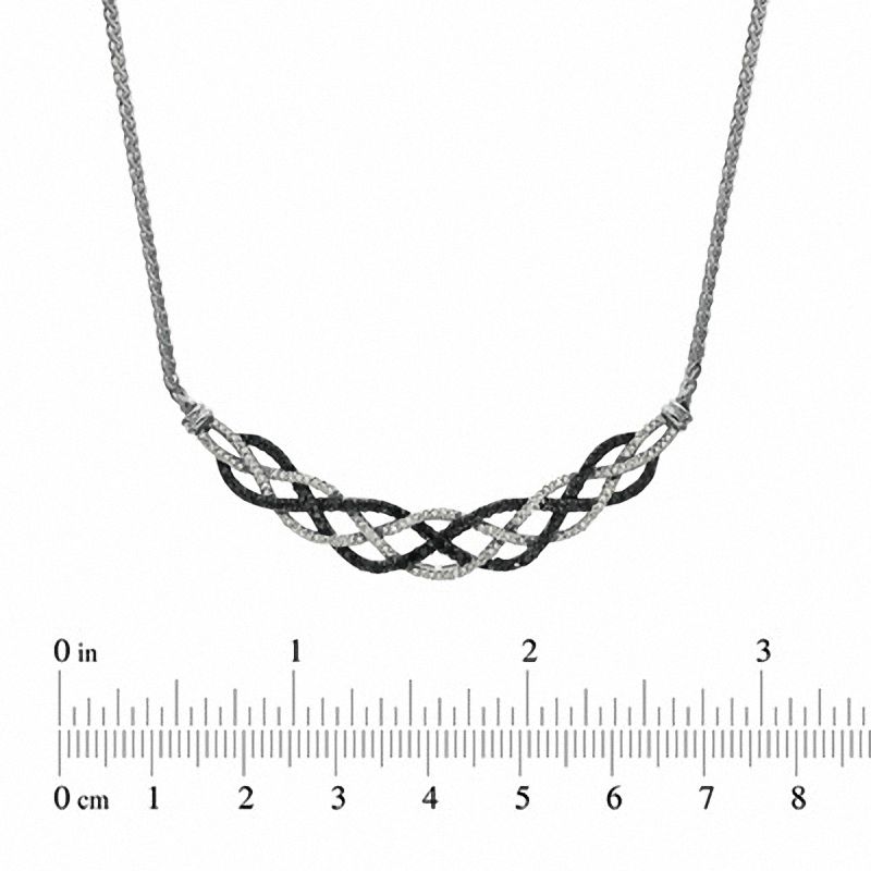 1/2 CT. T.W. Enhanced Black and White Diamond Loose Braid Necklace in Sterling Silver