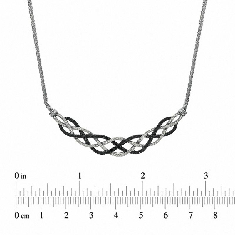 Main Image 2 of 1/2 CT. T.W. Enhanced Black and White Diamond Loose Braid Necklace in Sterling Silver