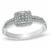 Thumbnail Image 1 of 1/4 CT. T.W. Diamond Square Frame Split Shank Ring in Sterling Silver