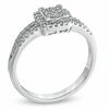 Thumbnail Image 2 of 1/4 CT. T.W. Diamond Square Frame Split Shank Ring in Sterling Silver