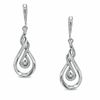 Thumbnail Image 1 of 1/10 CT. T.W. Diamond Double Loop Twist Drop Earrings in Sterling Silver