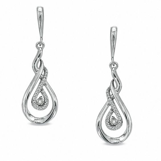 1/10 CT. T.w. Diamond Double Loop Twist Drop Earrings in Sterling Silver