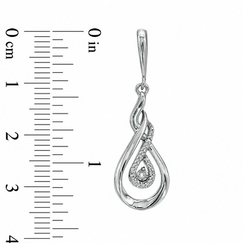 Main Image 2 of 1/10 CT. T.W. Diamond Double Loop Twist Drop Earrings in Sterling Silver