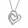 Thumbnail Image 1 of 1/10 CT. T.W. Diamond Tilted Double Heart Pendant in Sterling Silver