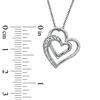 Thumbnail Image 2 of 1/10 CT. T.W. Diamond Tilted Double Heart Pendant in Sterling Silver
