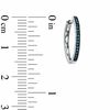 Thumbnail Image 2 of 1/10 CT. T.W. Enhanced Blue Diamond Milgrain Hoop Earrings in 10K White Gold