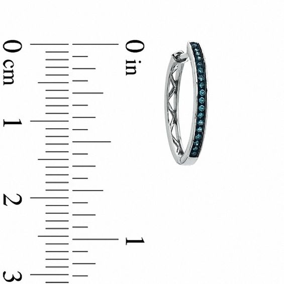 1/10 CT. T.w. Enhanced Blue Diamond Milgrain Hoop Earrings in 10K White Gold