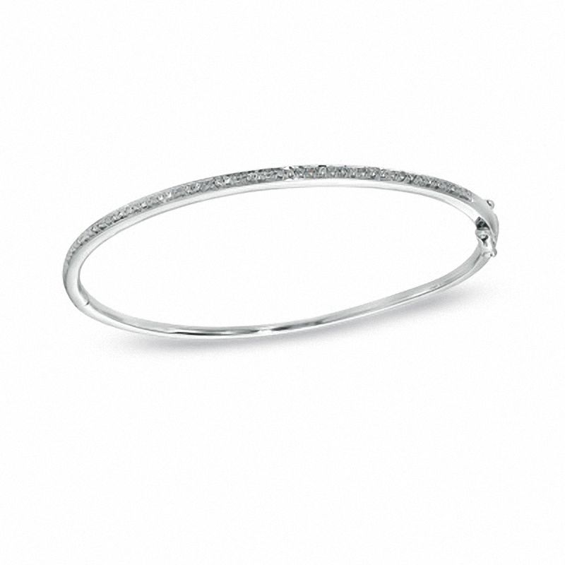 Main Image 1 of 1/7 CT. T.W. Diamond Straight Line Bangle in Sterling Silver