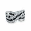 Thumbnail Image 1 of 1/2 CT. T.W. Enhanced Black and White Diamond Criss-Cross Ring in Sterling Silver