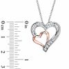 Thumbnail Image 1 of Lab-Created White Sapphire Double Heart Pendant in Sterling Silver and 14K Rose Gold Vermeil