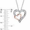 Thumbnail Image 2 of Lab-Created White Sapphire Double Heart Pendant in Sterling Silver and 14K Rose Gold Vermeil