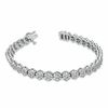 Thumbnail Image 2 of Lab-Created White Sapphire Flower Bracelet in Sterling Silver - 7.25"