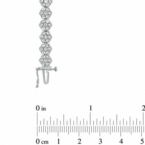 Lab-Created White Sapphire Flower Bracelet in Sterling Silver - 7.25"