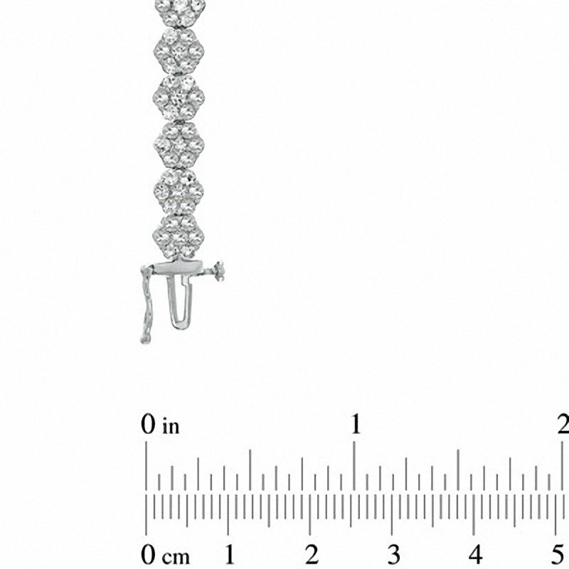Main Image 3 of Lab-Created White Sapphire Flower Bracelet in Sterling Silver - 7.25"