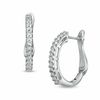 Thumbnail Image 1 of Lab-Created White Sapphire Hoop Earrings in Sterling Silver