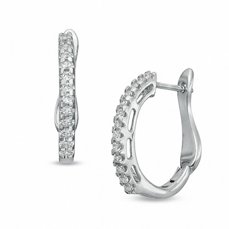 Lab-Created White Sapphire Hoop Earrings in Sterling Silver