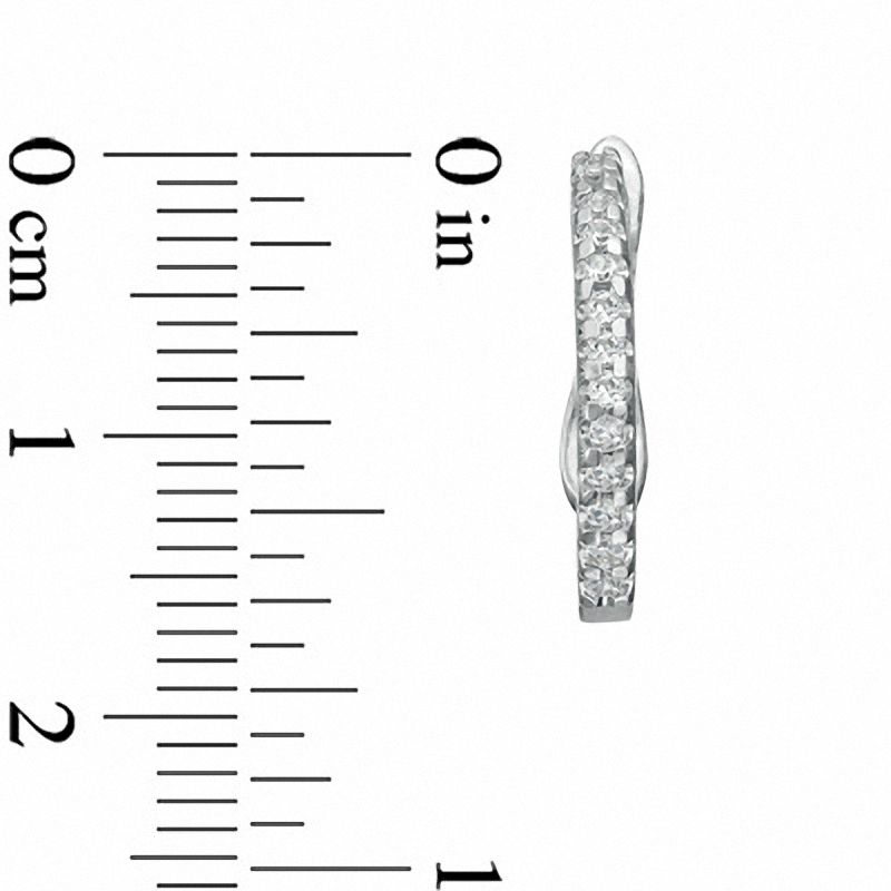 Main Image 2 of Lab-Created White Sapphire Hoop Earrings in Sterling Silver