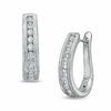 Thumbnail Image 1 of Lab-Created White Sapphire Milgrain Hoop Earrings in Sterling Silver
