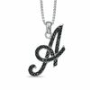 Thumbnail Image 1 of 1/4 CT. T.W. Black Diamond "A" Initial Pendant in Sterling Silver