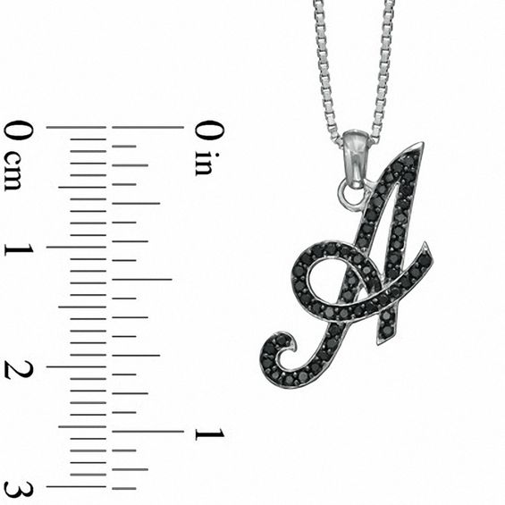 1/4 CT. T.w. Black Diamond "A" Initial Pendant in Sterling Silver