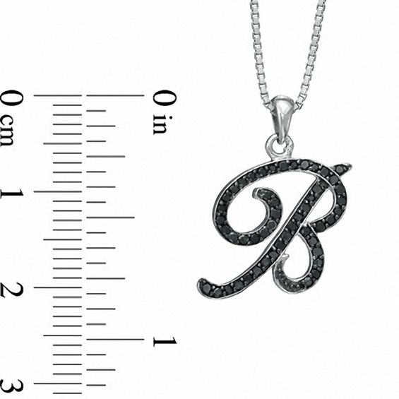 1/4 CT. T.w. Black Diamond "B" Initial Pendant in Sterling Silver