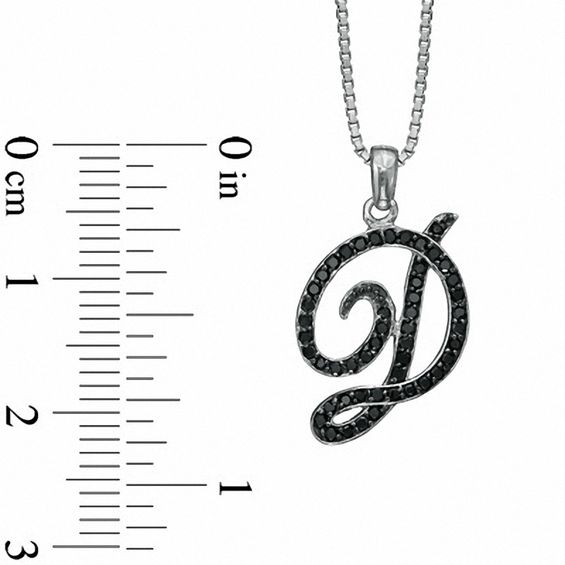 1/4 CT. T.w. Black Diamond "D" Initial Pendant in Sterling Silver