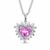 Thumbnail Image 1 of 7.0mm Lab-Created Pink and White Sapphire Heart Pendant in Sterling Silver