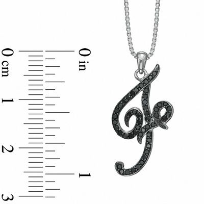 1 4 Ct T W Enhanced Black Diamond F Initial Pendant In Sterling Silver Zales