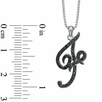 1 4 Ct T W Enhanced Black Diamond F Initial Pendant In Sterling Silver Zales