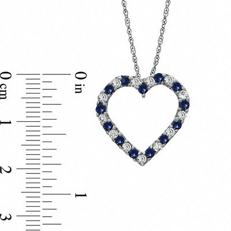 Lab-Created Blue and White Sapphire Heart Pendant in Sterling Silver