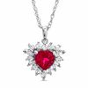 Thumbnail Image 1 of 7.0mm Lab-Created Ruby and White Sapphire Frame Heart Pendant in Sterling Silver