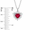Thumbnail Image 2 of 7.0mm Lab-Created Ruby and White Sapphire Frame Heart Pendant in Sterling Silver