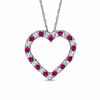 Thumbnail Image 1 of Lab-Created Ruby and White Sapphire Heart Pendant in Sterling Silver