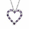 Thumbnail Image 1 of Amethyst and Lab-Created White Sapphire Heart Pendant in Sterling Silver
