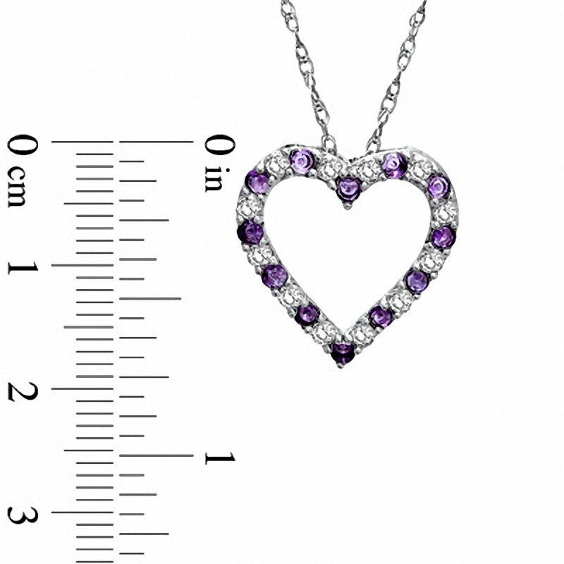 Main Image 2 of Amethyst and Lab-Created White Sapphire Heart Pendant in Sterling Silver