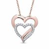Thumbnail Image 0 of Lab-Created White Sapphire Double Heart Pendant in Sterling Silver and 14K Rose Gold Vermeil
