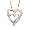 Thumbnail Image 1 of Lab-Created White Sapphire Double Heart Pendant in Sterling Silver and 14K Rose Gold Vermeil