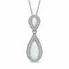 Thumbnail Image 1 of Pear-Shaped Lab-Created Opal and White Sapphire Drop Pendant in Sterling Silver