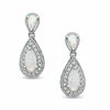 Thumbnail Image 1 of Pear-Shaped Lab-Created Opal and White Sapphire Drop Earrings in Sterling Silver