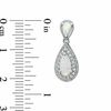 Thumbnail Image 2 of Pear-Shaped Lab-Created Opal and White Sapphire Drop Earrings in Sterling Silver