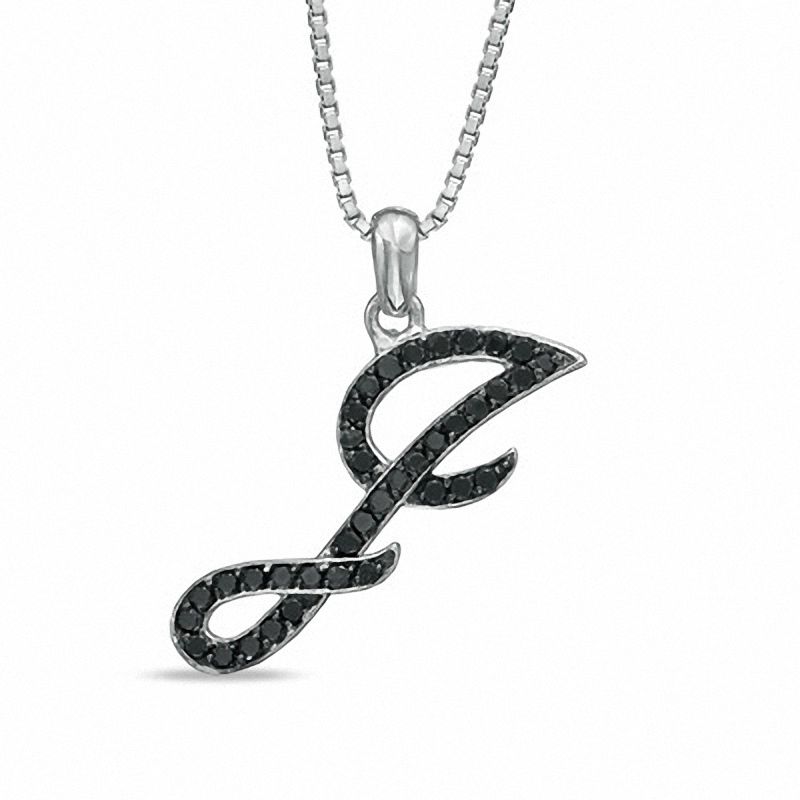 1/4 CT. T.W. Black Diamond "J" Initial Pendant in Sterling Silver